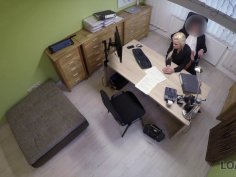 Blonde whore is willing to fuck on the office table