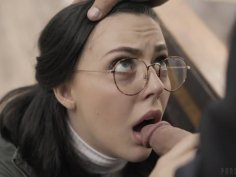 Nerdy in glasses Whitney Wright is fucked by hot tattooed man Derrick Pierce